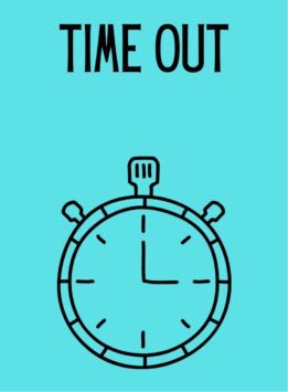 Stopwatch cartoon on an aqua background for Time Out Card for Group Game
