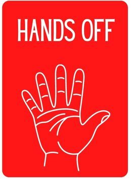 Conversation card shows a hand and reads HANDS OFF