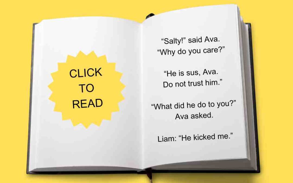 Picture of a Hi/Lo beginning reader text open to a page and the words "CLICK TO READ" on a yellow background